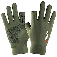 Перчатки спортивные, велосипедные Sport DR44 Зеленые. Велоперчатки, перчатки для рыбалки, велосипеда, спорта