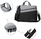 Сумка для ноутбука червона 15.6" Meijieluo Захисна містка сумка під ноутбук 15-16 дюймів червоно-сіра, фото 5