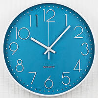 Настінний годинник кварцовий безшумний круглий інтер'єрний красивий Losso Premium CW-30 Блакитний