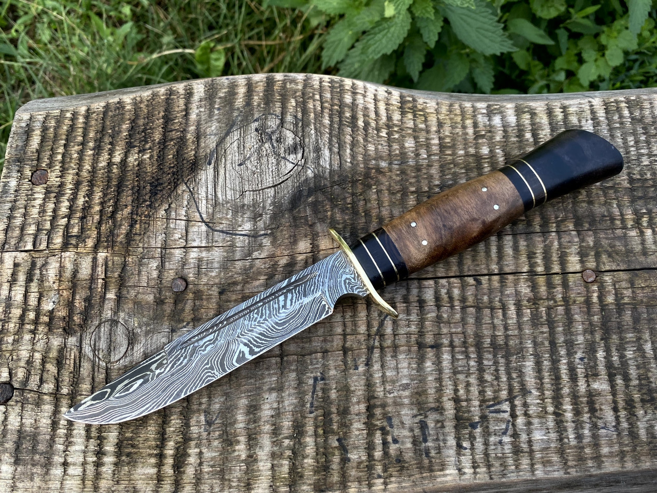 Ніж фінка з дамаської сталі НКВС-3 горіх ручна робота, фото 1