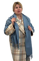 Жіночий шарф 100% кашемір Rossi 185 см*75 см Темно-голубой