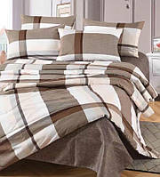 Сатиновый комплект постельного белья с одеялом натуральный хлопок 150*210см коричневый