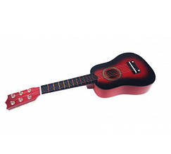 Гітара дерев'яна шестиструнна дитяча ігрова струни металеві медіатор запасна струна червоний колір