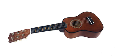 Гітара дерев'яна шестиструнна дитяча ігрова струни металеві медіатор запасна струна коричнева