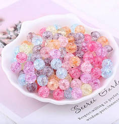 Намистини пластикові "Бите скло", 10 мм, пастель мікс (20 шт)