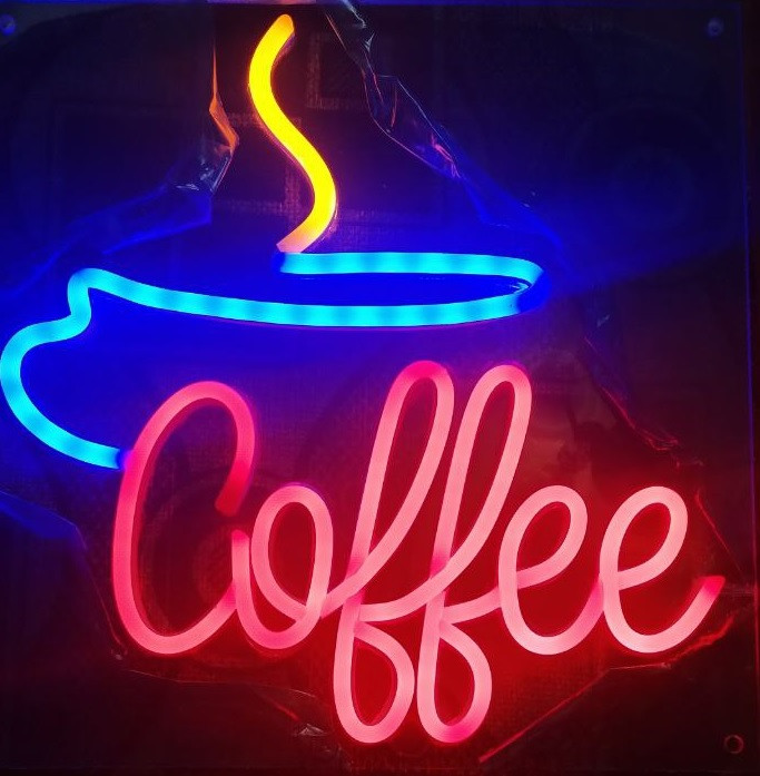 Неонова вивіска Coffee розмір 30х30 см