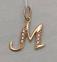 Золотий кулон в червоному золоті з вставкою цирконію 585 проби