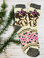 Шкарпетки жіночі з овечої шерсті, орнамент