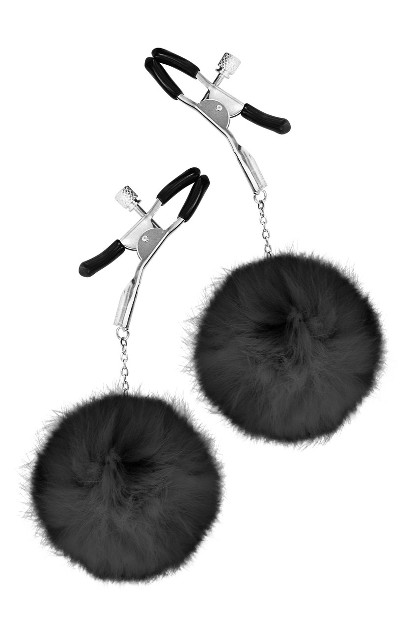 Затискачі для сосків з хутром Sweet Caress Rabbit nipple clamps AIW Or2103, фото 1