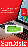 Флешка SanDisk USB накопитель 2.0 Cruzer Blade 16Gb Green Electric