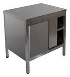 Стіл тумба з поличкою і дверцятами нержавіюча сталь, фото 2
