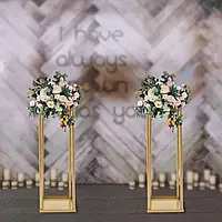 2 Шт. Золотая подставка для цветов Свадебная напольная подставка Металлическая открытая стойка для хранения
