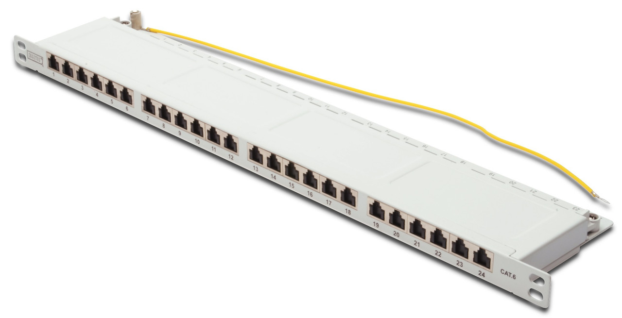Digitus Патч-панель 19" 0.5U, 24 порти, Cat.6 STP зібрана, RAL 7035, фото 1