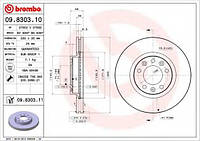 Тормозной диск BREMBO 09830310 на PEUGEOT 407 седан (6D_).