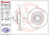 Тормозной диск BREMBO 08884321 на AUDI A6 седан (4F2, C6).