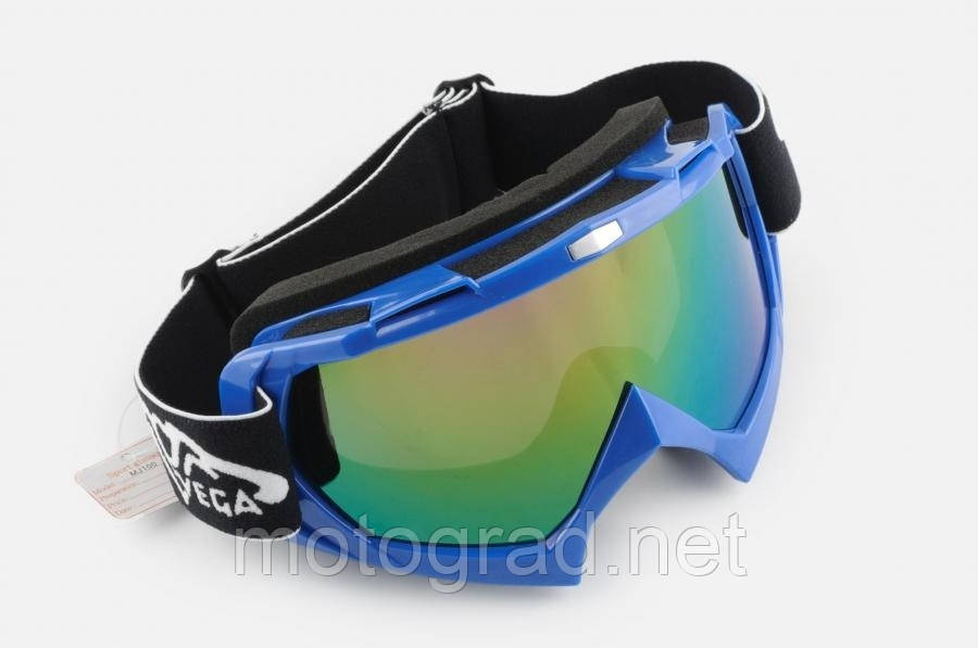 Окуляри маска лижі сноуборд Vega MJ-16 скло хамелеон сині, фото 1