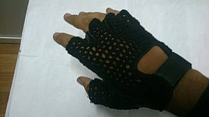 Мото рукавички без пальців шкіряні зверху сітка
