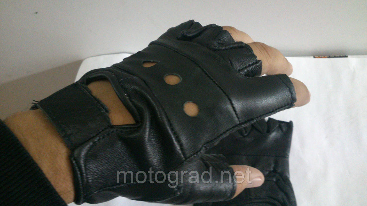 Мото рукавички шкіряні без пальців, фото 1