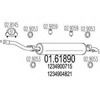 Задняя часть выхлопной системы MTS 0161890 для MERCEDES-BENZ седан (W123).