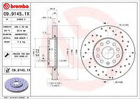 Тормозной диск BREMBO 0991451X на SKODA SUPERB седан (3U4).