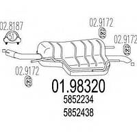 Задняя часть выхлопной системы MTS 0198320 для OPEL ZAFIRA A (F75_).