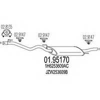 Задняя часть выхлопной системы MTS 0195170 для VW GOLF Mk III (1H1).