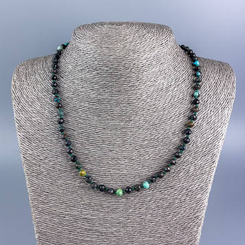 Намисто з натурального каміння Хризокола гранована кулька d-5мм L-50см +-