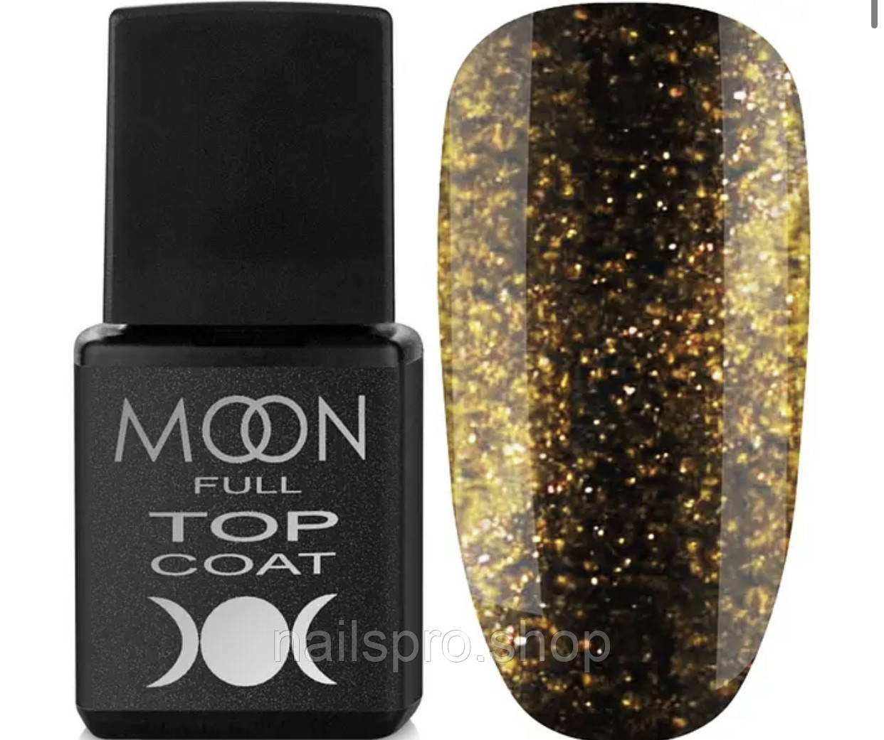 Глітерний топ FULL MOON Glitter, 8 мл №02 із золотим шимером