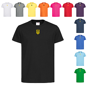Чорна дитяча футболка Тризуб як у Зеленського  (1-4-1)