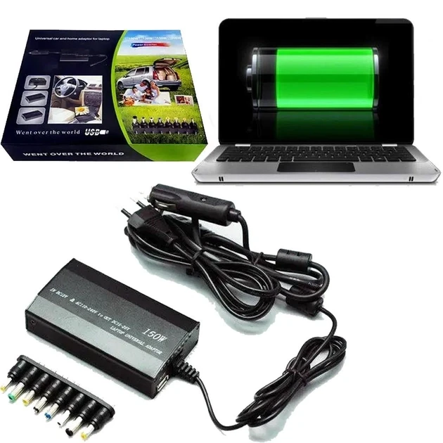Універсальне заряджання для ноутбука 100W + авто, фото 1