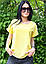 Жіноча блузка-футболка літня легка з коротким рукавом однотонна, блакитна, біла, чорна, бежева, жовта, фото 2