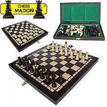 Гра 2 в 1 шахи і нарди подарункові класичні ручної роботи з натурального дерева MADON LION (35x35см)