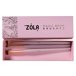 Набір пензлів ZOLA MAGIC BROW BRUSHES для фарбування брів світло-рожевий