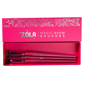 Набір пензлів ZOLA MAGIC BROW BRUSHES для фарбування брів малиновий