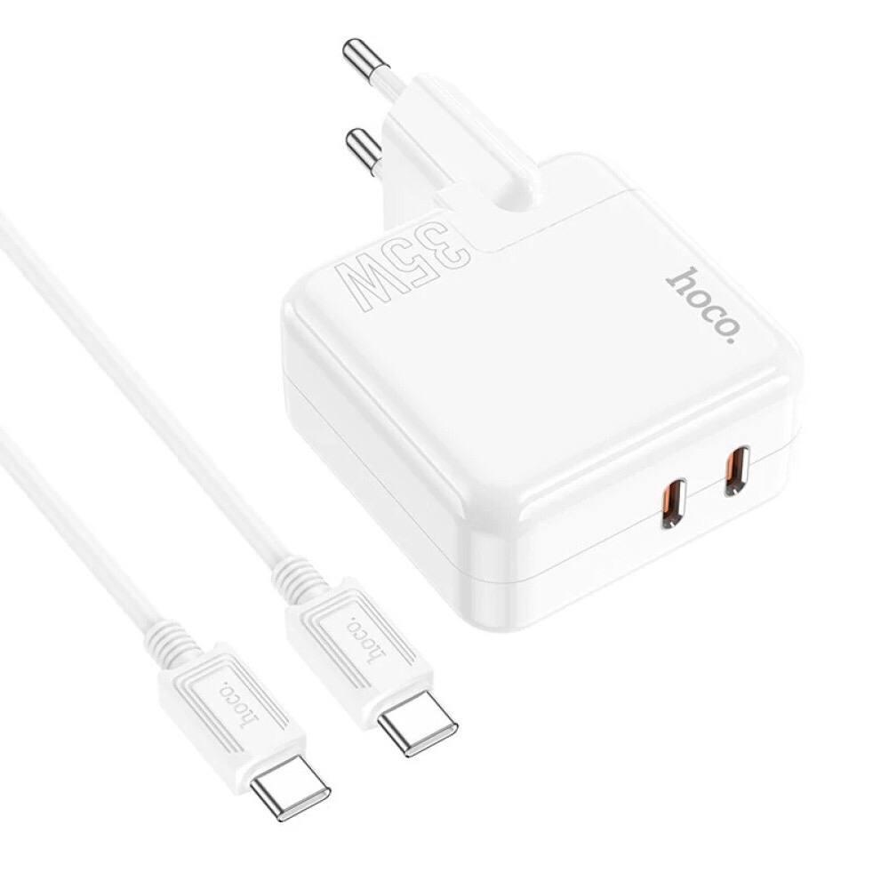 Зарядний пристрій HOCO C110A Lucky 35 Вт 2 виходи юсб-с + кабель C-C, фото 1