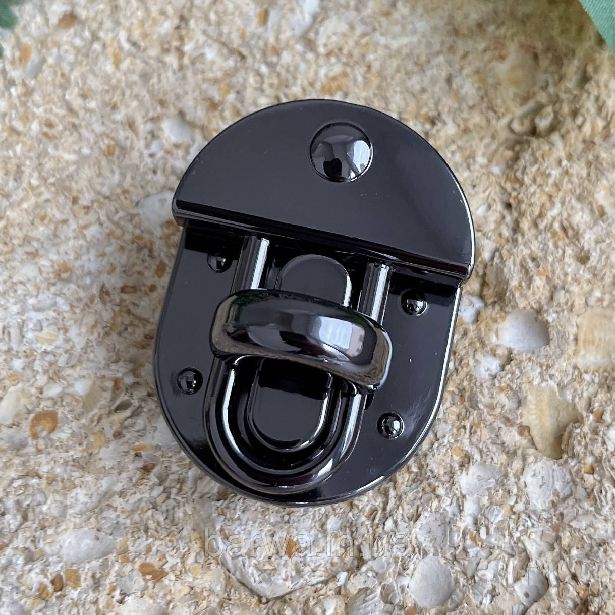 Замок сумковий амбарний, колір темний нікель, р. 45*35 мм, фото 1