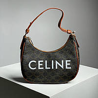 Коричневая женская сумка Celine Ava Bag In Triomphe Canvas and Calfskin Tan