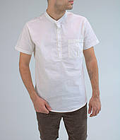 Рубашка белая льняная мужская короткий рукав