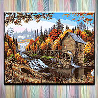 Картина по номерам Пейзаж "Одинокий дом в лесу" 40*50 см Origami LW3013