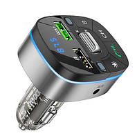 FM-трансмиттер Hoco E71 Crystal transparent discovery edition QC3.0 car BT FM transmitter Jazz Black