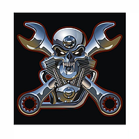 Шеврон Механик металлический череп с ключами Шевроны на заказ на липучке Военные патчи ВСУ (AN-12-533-6)
