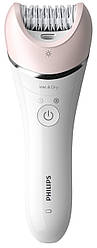 Епілятор Philips 8000 series дисковий, аккумул., пінцет.-32, волог.+сух., насадок-6, з підсвіткою, біло-рожевий