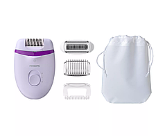 Епілятор Philips Satinelle Essential дисковий, від мережі, пінцет.-20, сух., насадок-3, футляр , філретовий