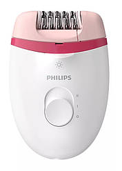 Епілятор Philips Satinelle Essential дисковий, від мережі, пінцет.-20, сух., насадок-2, футляр , біло-рожевий