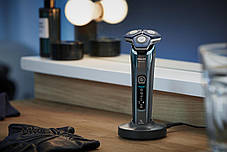 Бритва електр. Philips роторна Series 7000, 9Вт, бритв.головок-3, Li-Ion, сух.+волог., тример, чохол, Bt., сіро-синій, фото 3