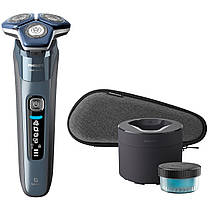 Бритва електр. Philips роторна Series 7000, 9Вт, бритв.головок-3, Li-Ion, сух.+волог., тример, чохол, Bt., сіро-синій, фото 5