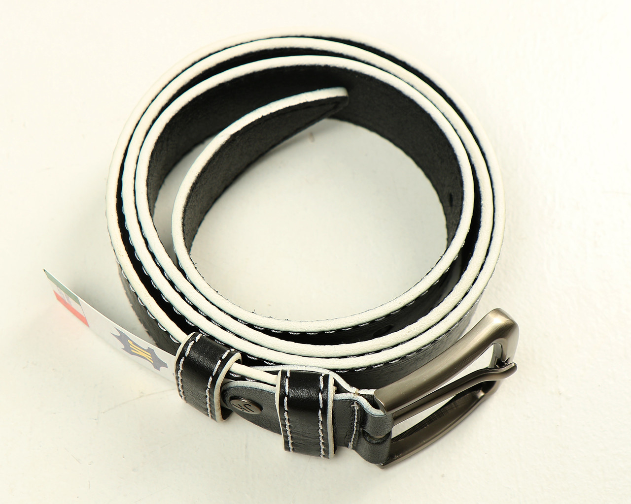 Ремінь чоловічий з натуральної шкіри з металевою пряжкою, класичний чоловічий шкіряний ремінь, фото 1