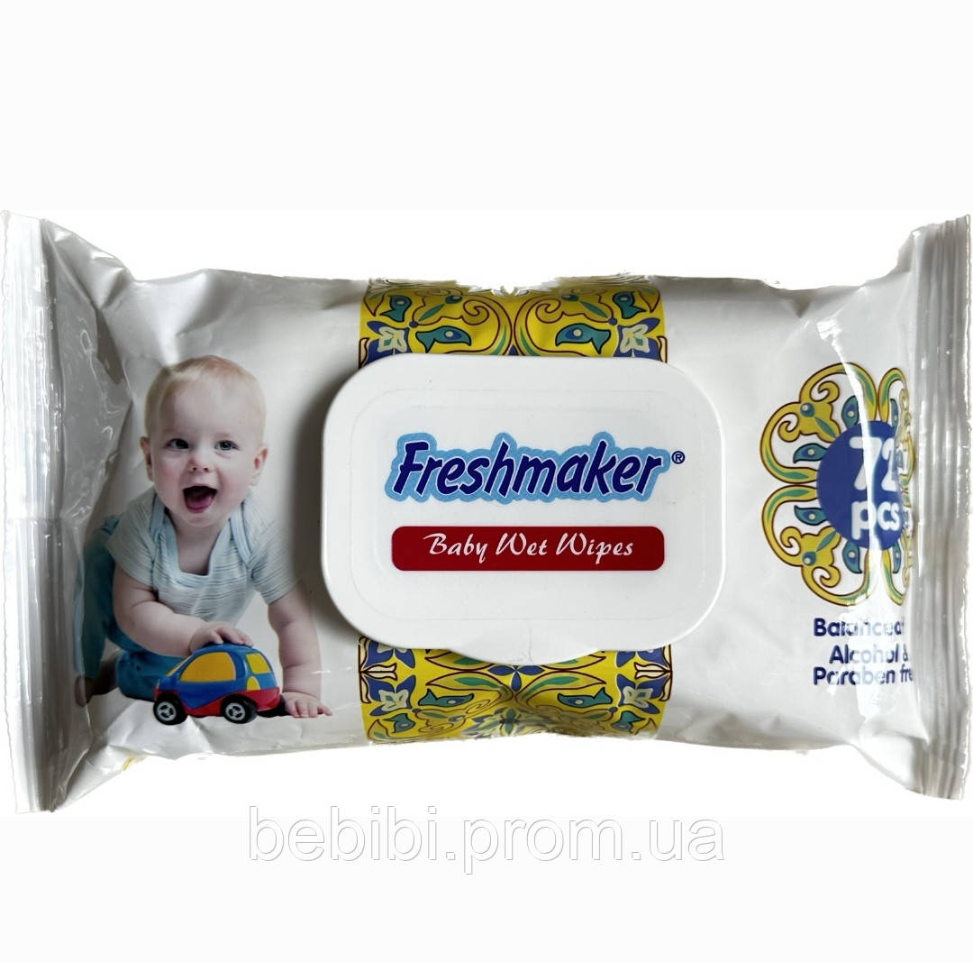 Влажные салфетки с клапаном детские "Freshmaker" 72 шт. - фото 2 - id-p1875892270