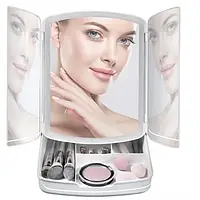 Настольное зеркало-органайзер для макияжа My Foldaway Lighted Makeup Mirror белое