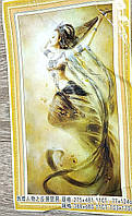 Набор для вышивки крестом Девушка фея желтый фон Размер картины 109*64 см